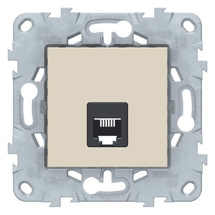 Розетка телефонная RJ11 Schneider Electric UNICA NEW, скрытый монтаж, бежевый, NU549244