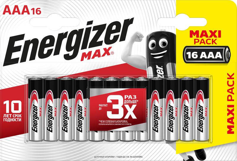 Элемент питания алкалиновый ENR MAX AAA FSB16 RU (блист.16шт) Energizer E301433301