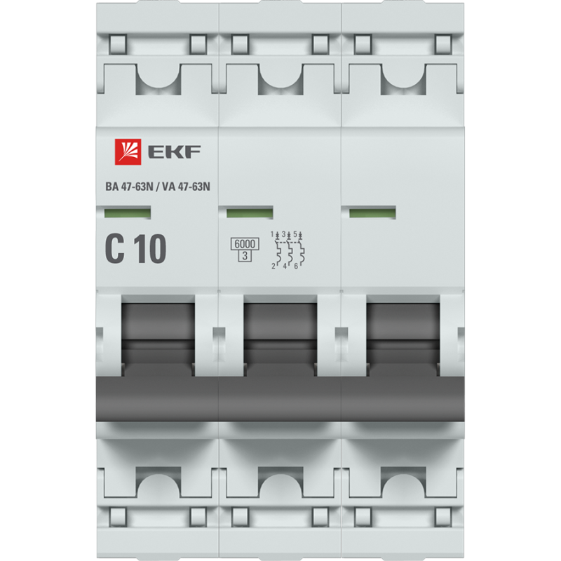 Выключатель автоматический модульный 3п C 10А 6кА ВА 47-63N PROxima EKF M636310C