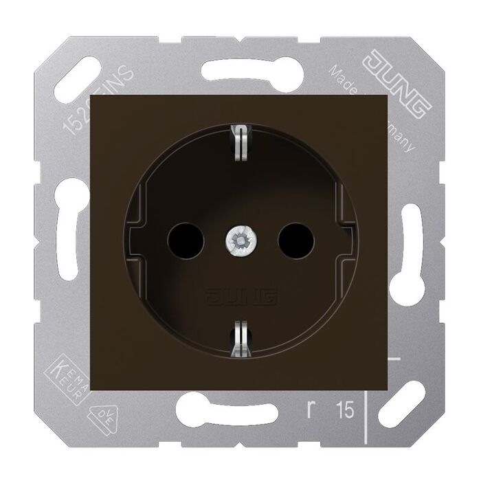 Розетка Jung CD 500, скрытый монтаж, с заземлением, коричневый, CD5120BFBR