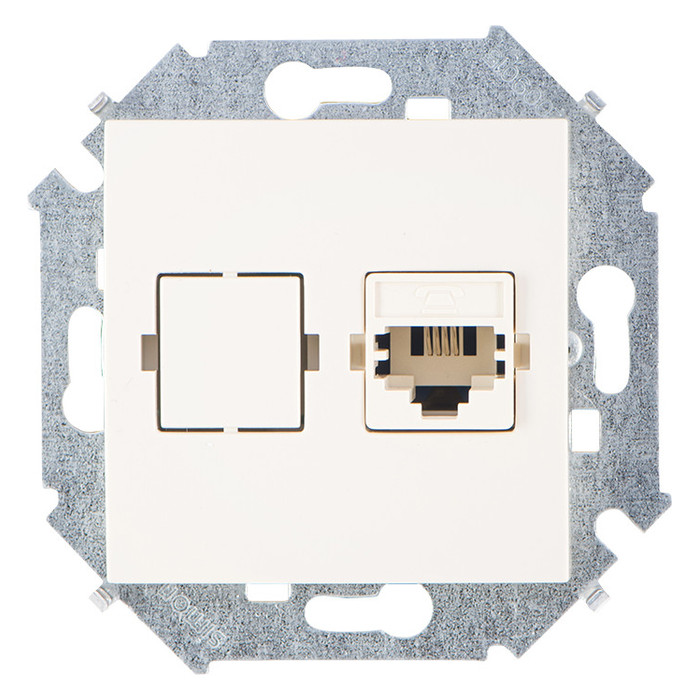 Розетка телефонная RJ11 Simon SIMON 15, скрытый монтаж, слоновая кость, 1591480-031