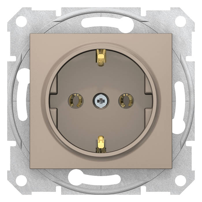 Розетка Schneider Electric SEDNA, скрытый монтаж, с заземлением, титан, SDN3000568